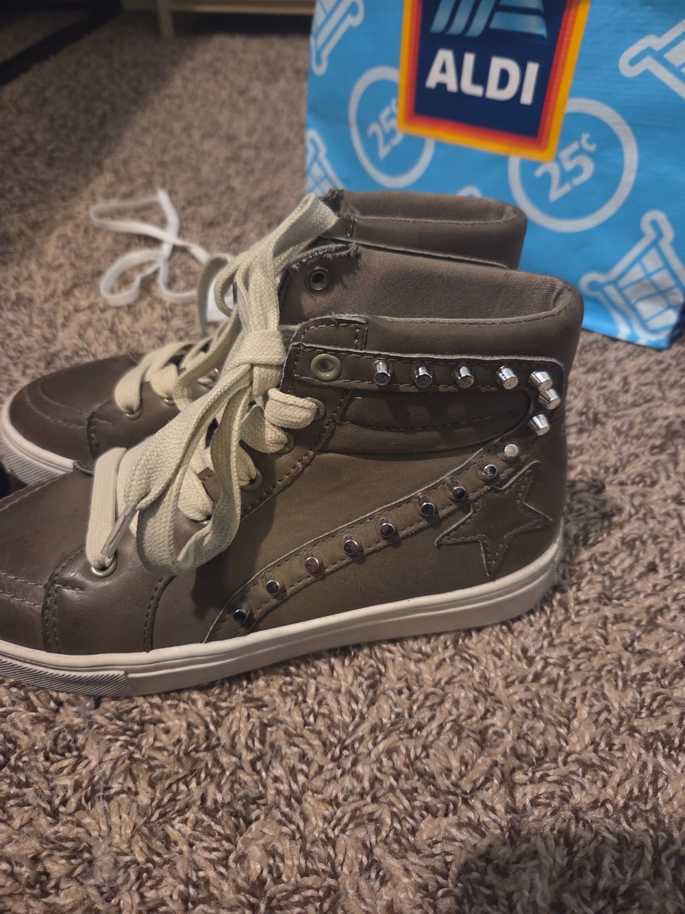 High-Top Sneakers with Stud and Star Detail